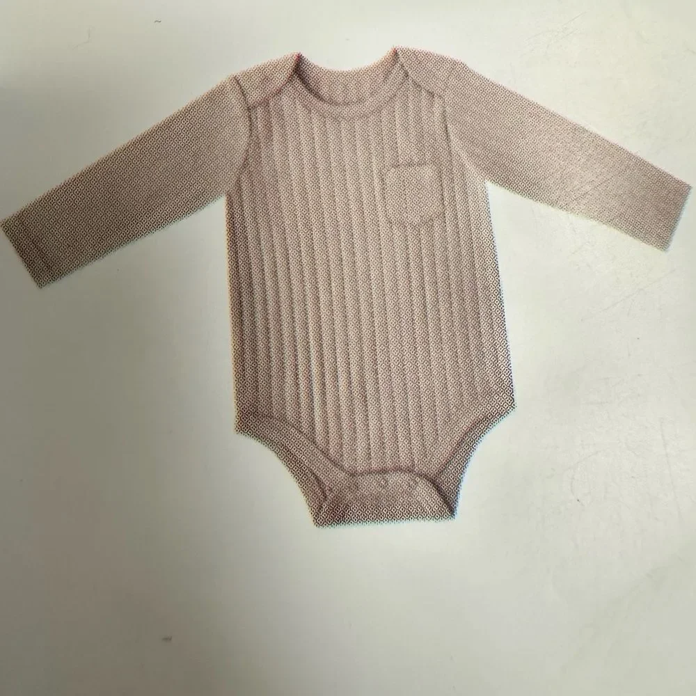 NWT Members Mark Baby 4 Cotton Long Sleeve Bodysuits Green Cream Pink - Size 9M